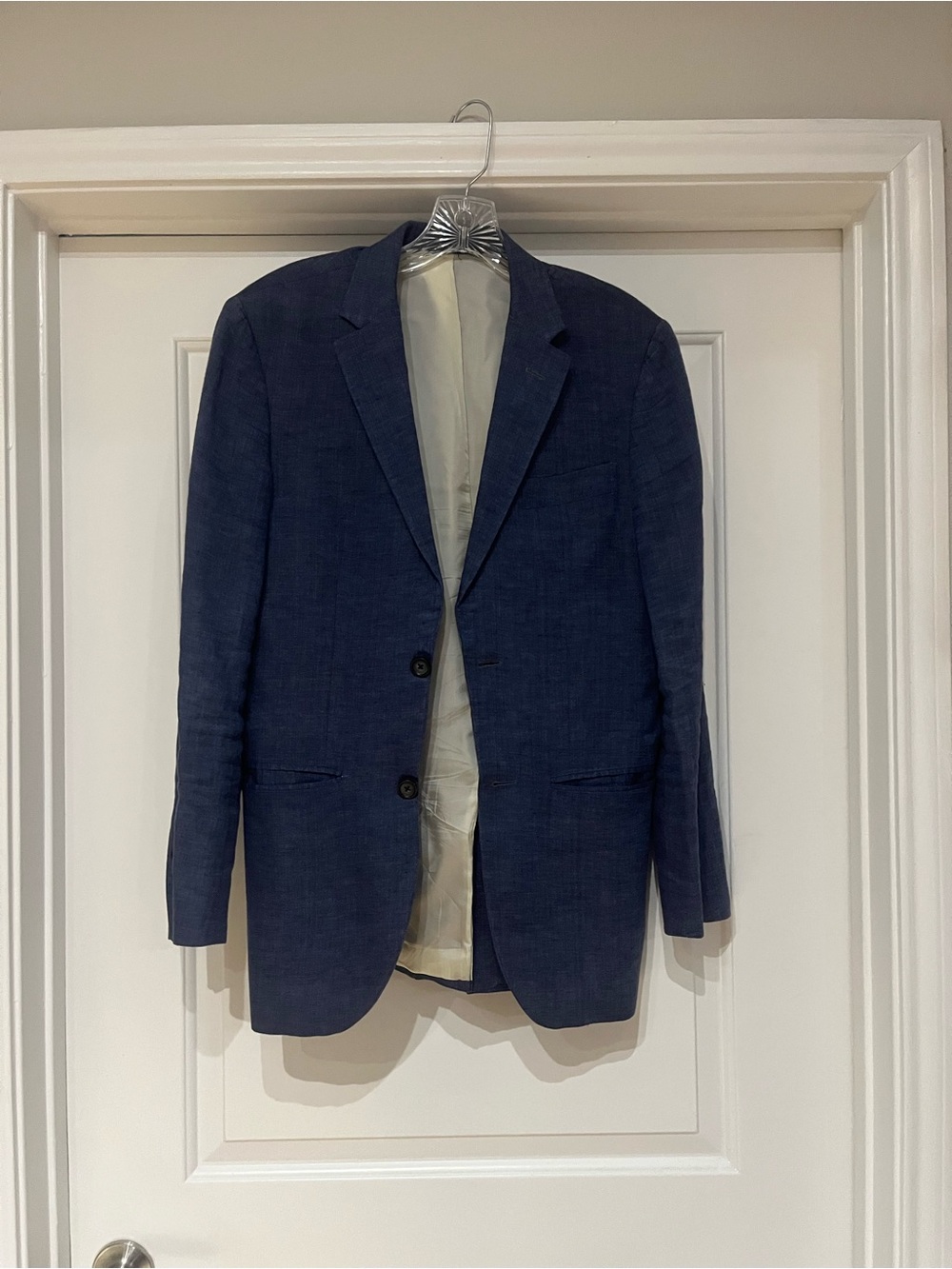 Brooks Brothers Navy Blue Linen-Blend Two-Button Sport Coat